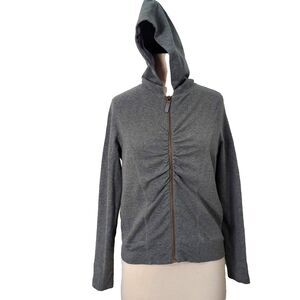 i.e. Relaxed Jacket Zip Up Womens Size PL Stretch Gray Ruched Long Sleeve Casual